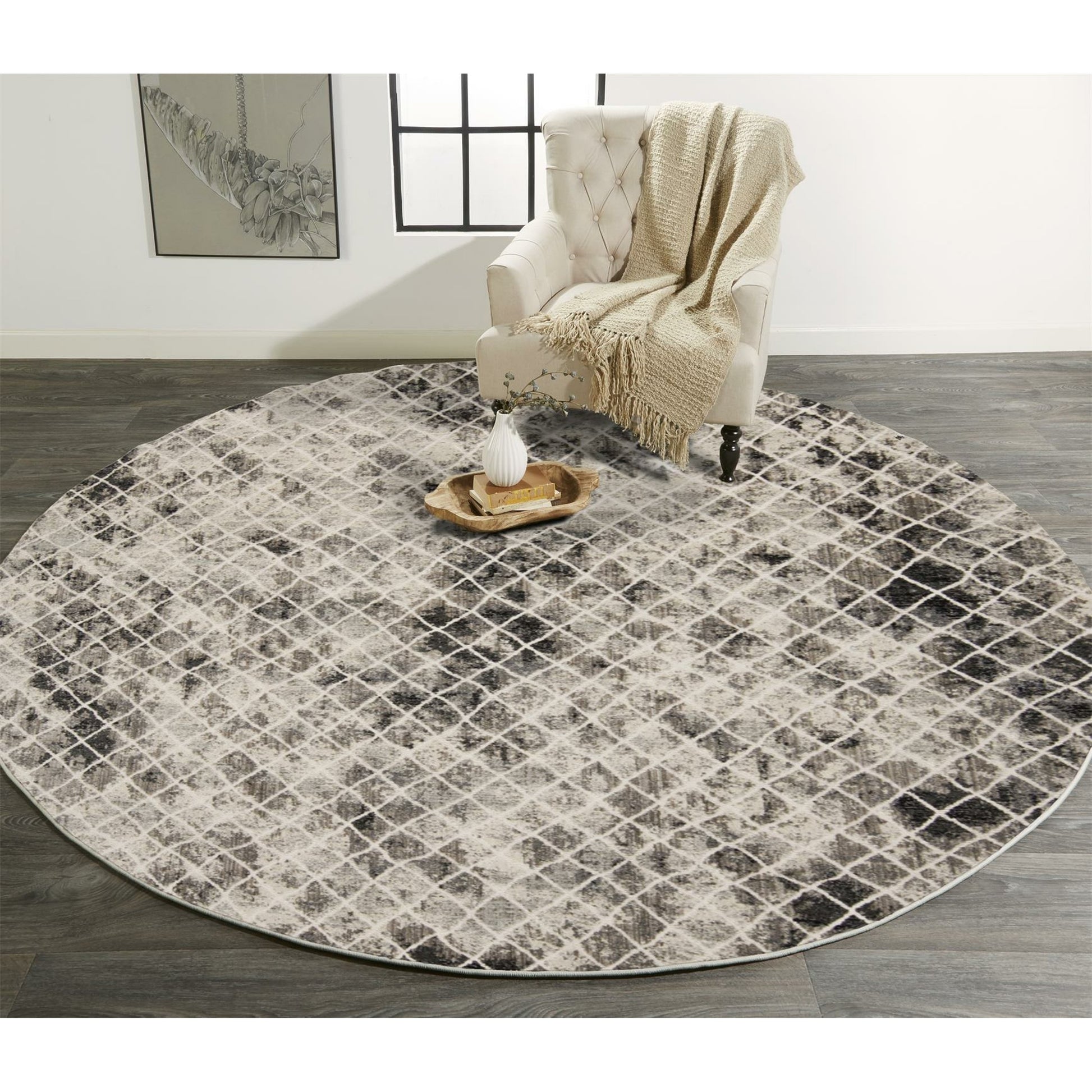 Kano Transitional Diamond Rug - 3873F by Feizy in ivory, gray, taupe. Made from polypropylene, polyester in a unique style.