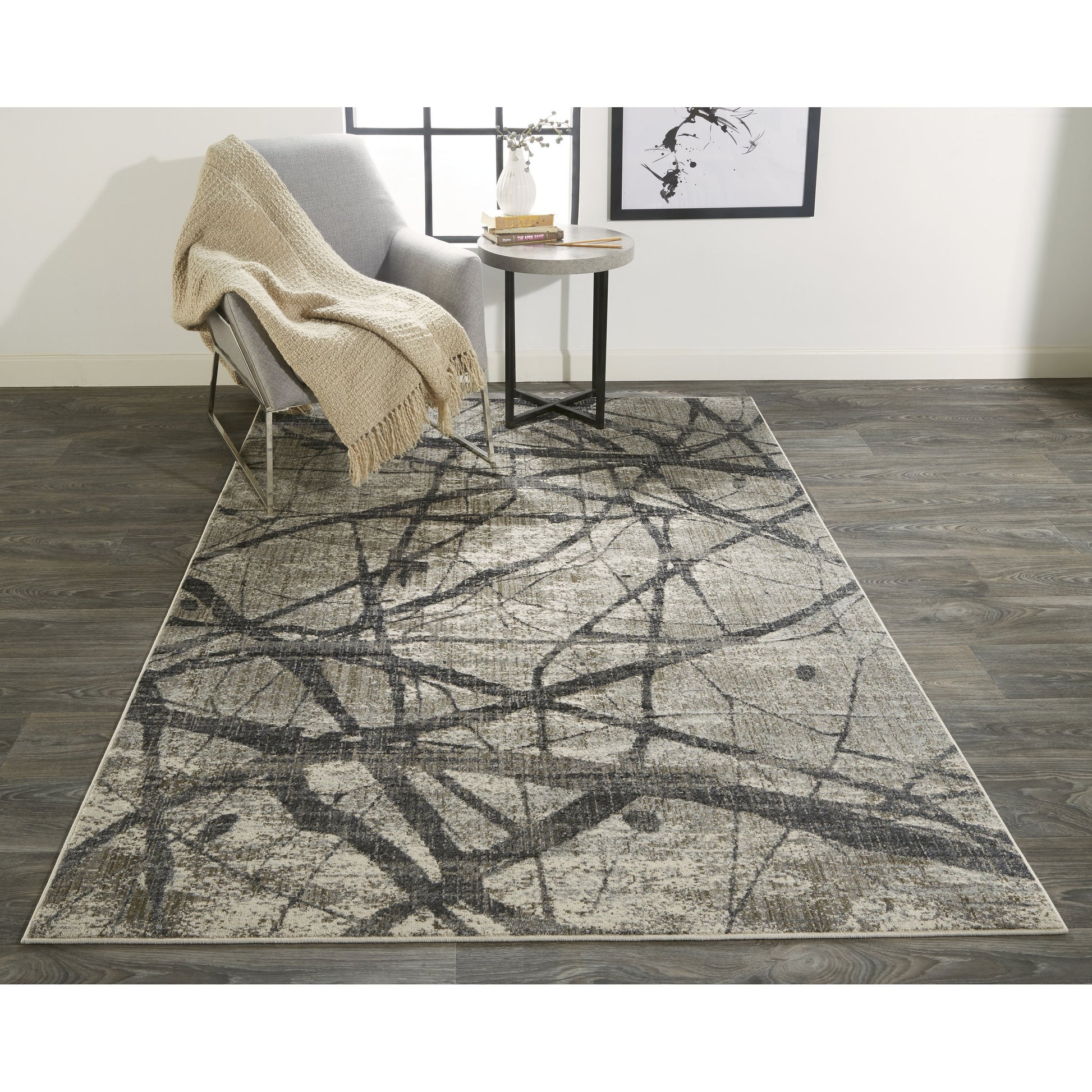 Kano Transitional Rug - 3877F by Feizy in taupe, gray, ivory. Made from polypropylene, polyester in a unique style.
