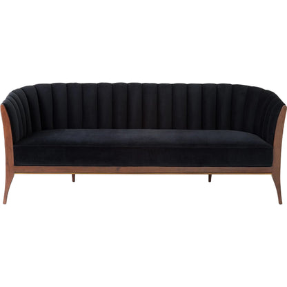 Channel Back Sofa by Global Views. Made from solid walnut, fabric, wood, 100% cotton, double rub: 50,000 in a modern style.