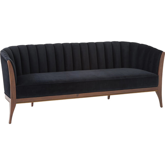Channel Back Sofa by Global Views. Made from solid walnut, fabric, wood, 100% cotton, double rub: 50,000 in a modern style.