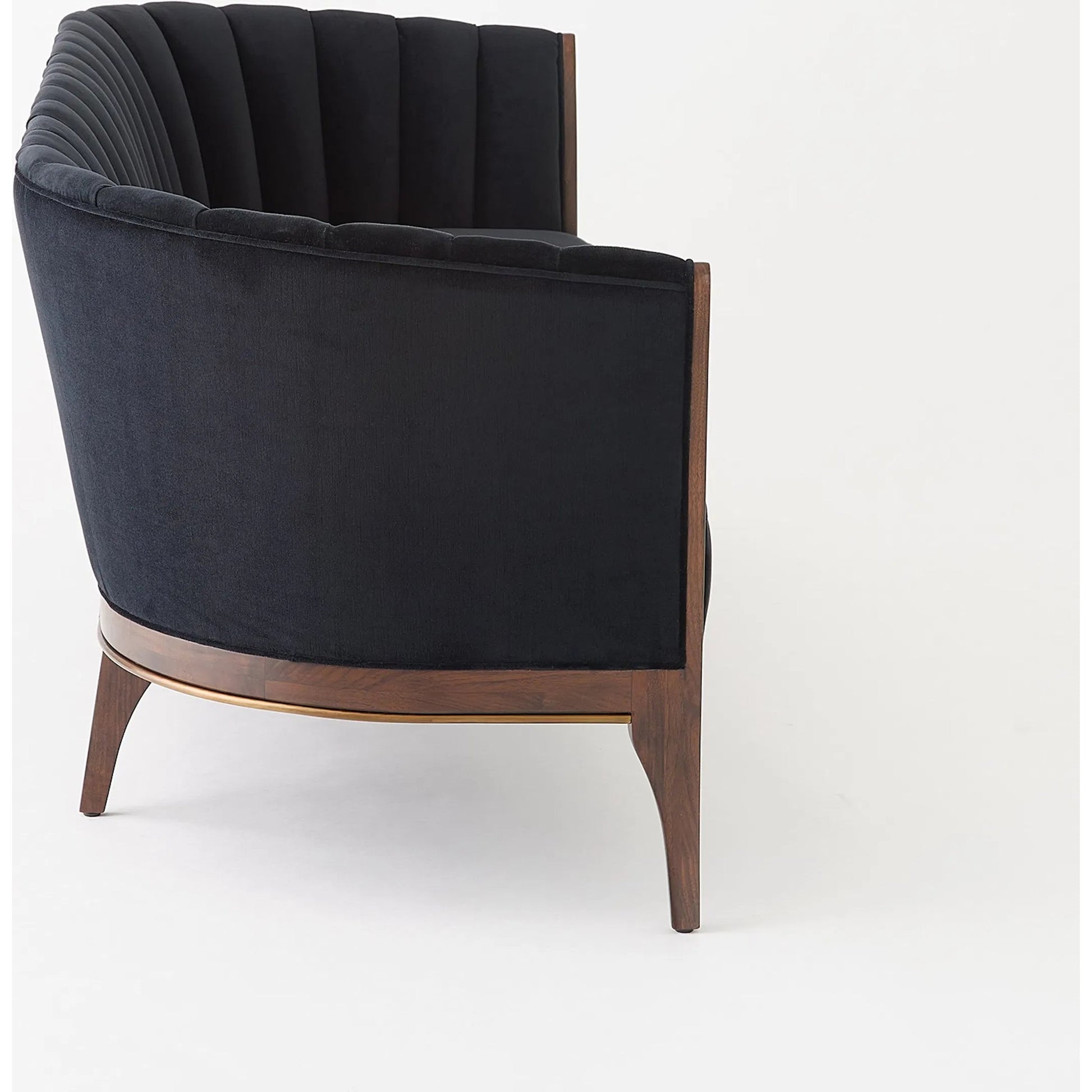 Channel Back Sofa by Global Views. Made from solid walnut, fabric, wood, 100% cotton, double rub: 50,000 in a modern style.
