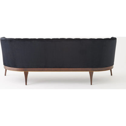 Channel Back Sofa by Global Views. Made from solid walnut, fabric, wood, 100% cotton, double rub: 50,000 in a modern style.