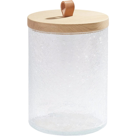 Crackle Glass Canister with Lid by Global Views in clear, natural and oak. Made from unique in a unique style.