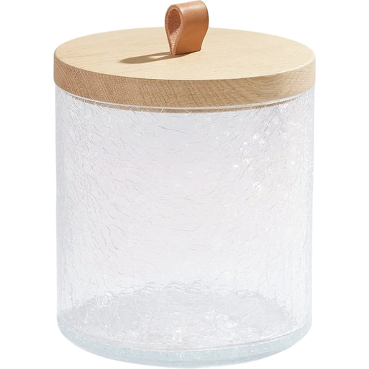 Crackle Glass Canister with Lid by Global Views in clear, natural and oak. Made from unique in a unique style.