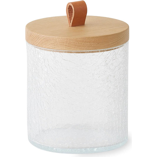 Crackle Glass Canister with Lid by Global Views. Made from oak, glass, wood in a transitional style.
