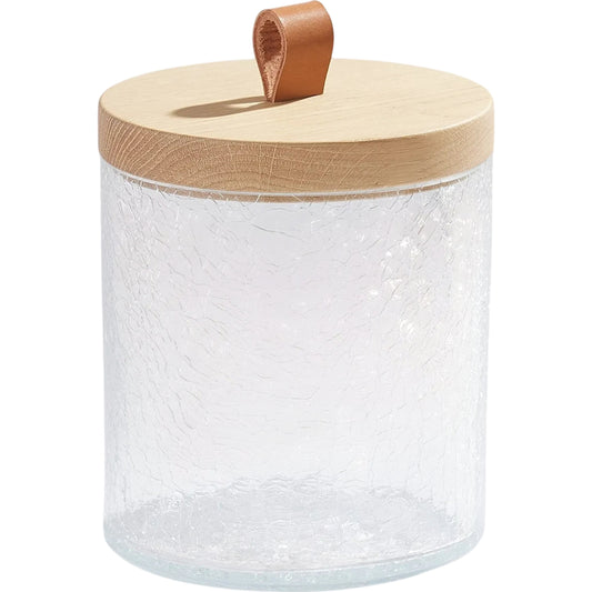 Crackle Glass Canister with Lid by Global Views. Made from oak, glass, wood in a unique style.