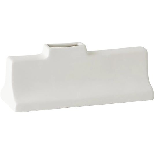 Icon Wide Vase by Global Views in matte white. Made from ceramic in a modern style.