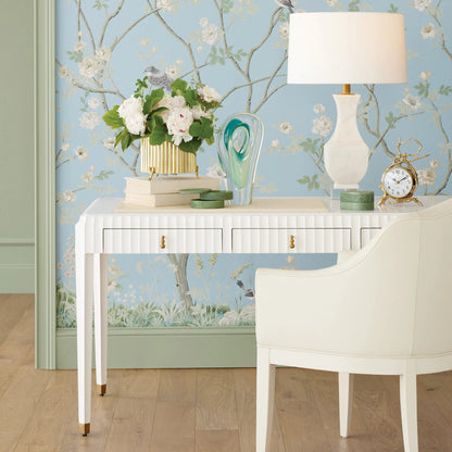 Refined Leather Desk Blotter by Global Views in ivory. Made from leather in a modern style.