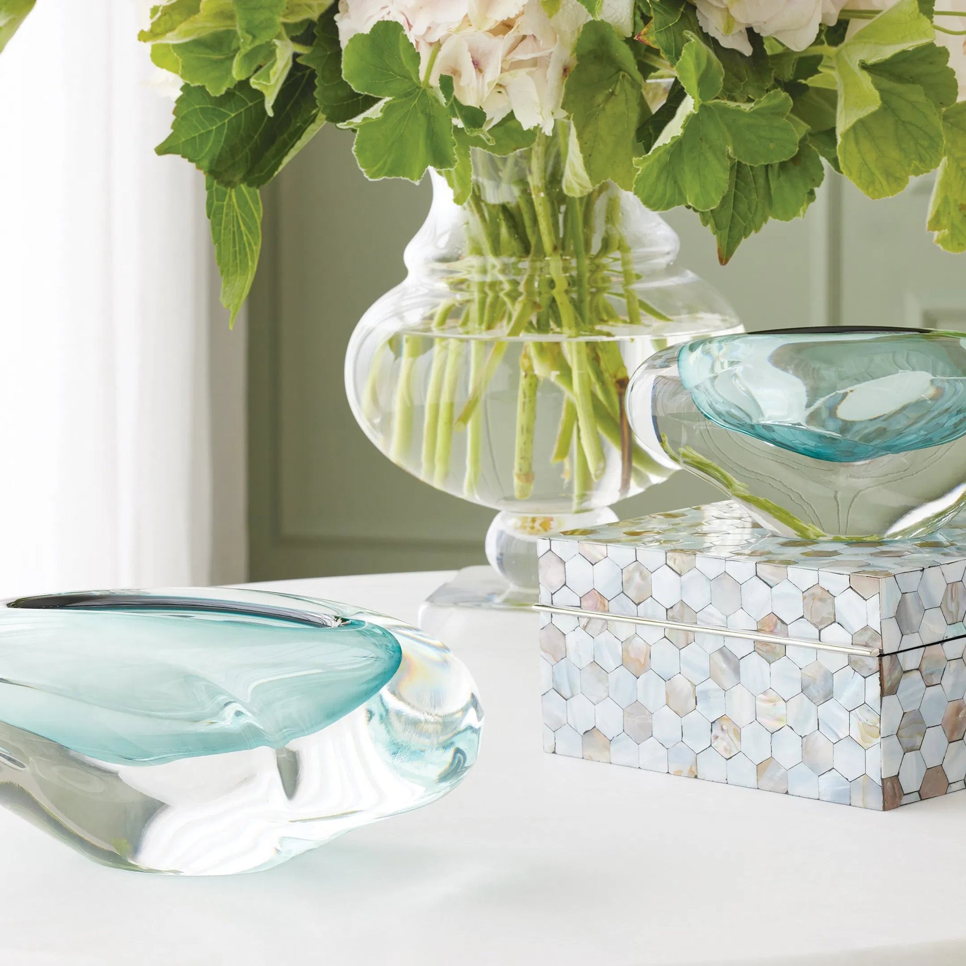 Abstract Bean Vase by Global Views. Made from art glass in a eclectic & global style.