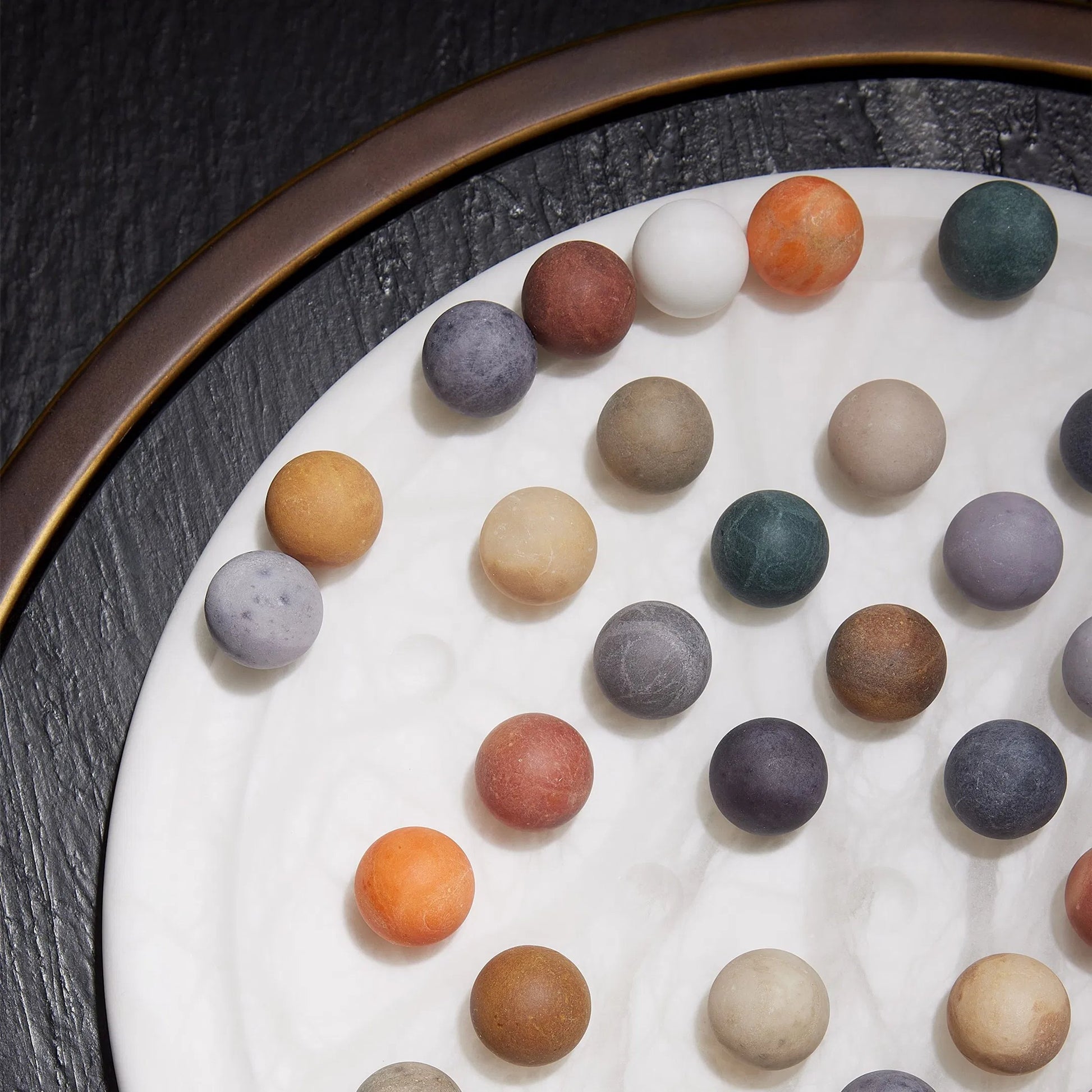 Alabaster Solitaire Game Set by Global Views. Made from alabaster in a modern style.