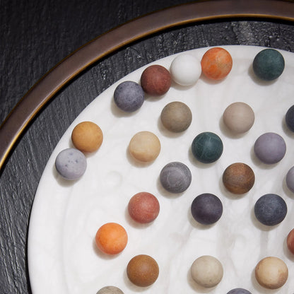 Alabaster Solitaire Game Set by Global Views. Made from alabaster in a modern style.