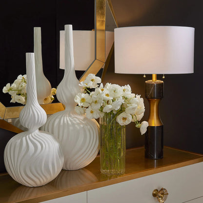 Marble Cinch Lamp by Global Views. Made from marble, brass in a transitional style.