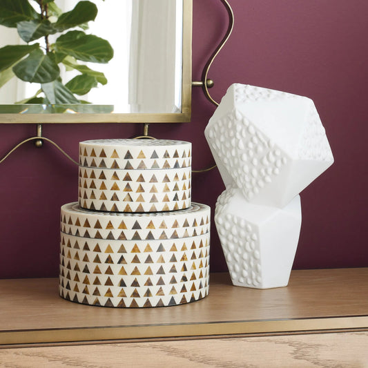 Triangle Round Stripe Box by Global Views. Made from mdf in a eclectic & global style.
