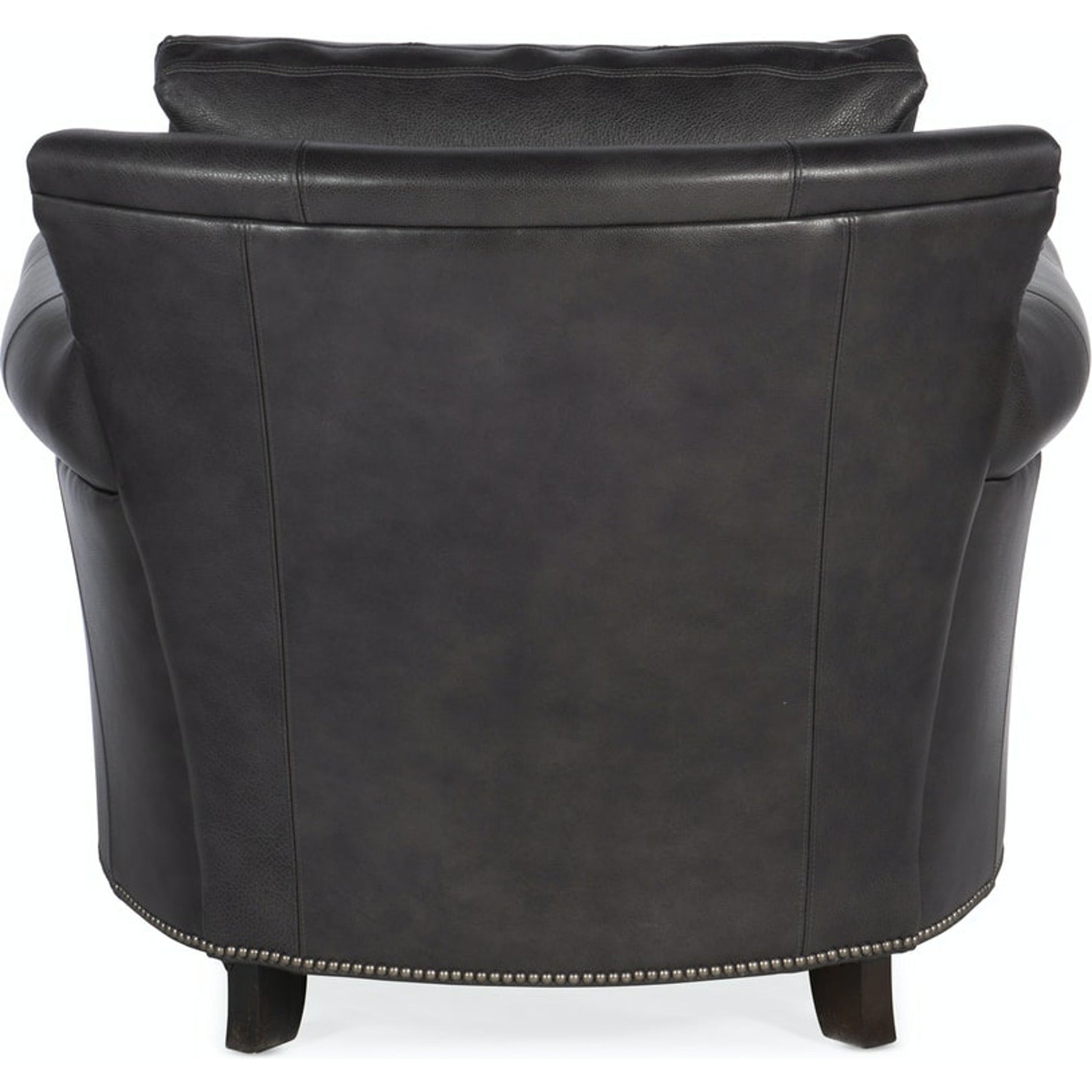 Richardson Stationary Chair by Bradington-Young by Hooker Furniture in charcoal and plantation finish, gunmetal. Made from 100% leather in a unique style.