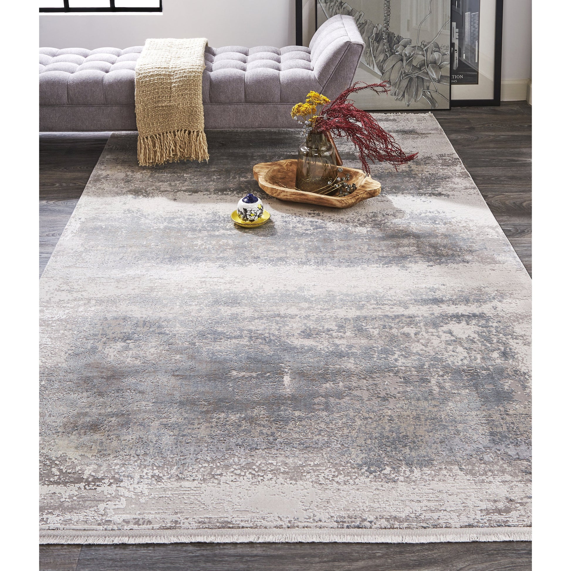 Cadiz Rug - 3888F by Feizy in taupe, gray, silver. Made from viscose, acrylic in a unique style.