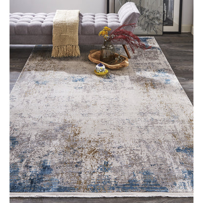 Cadiz Rug - 3889F by Feizy in ivory, blue, gold. Made from viscose, acrylic in a unique style.