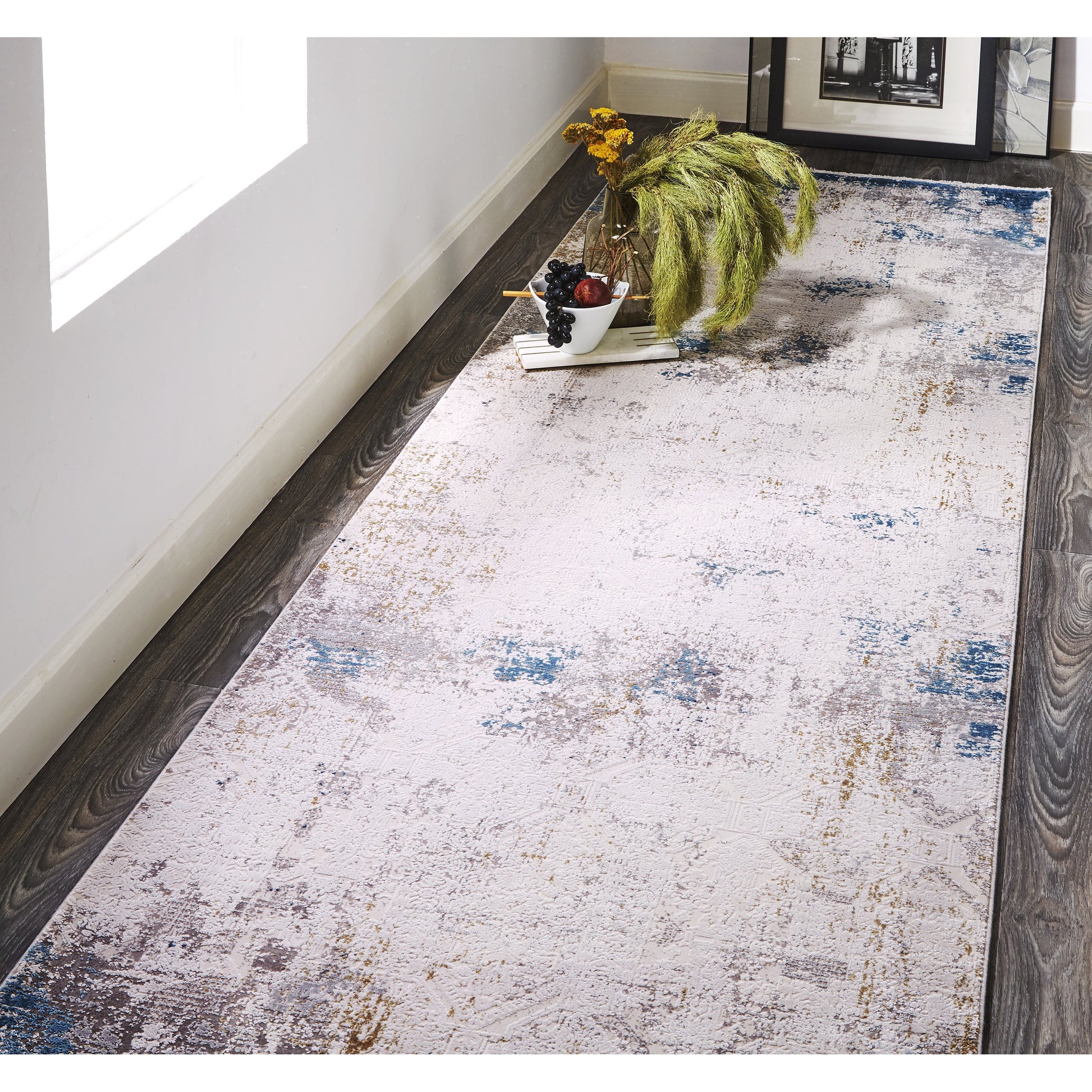 Cadiz Rug - 3889F by Feizy in ivory, blue, gold. Made from viscose, acrylic in a unique style.