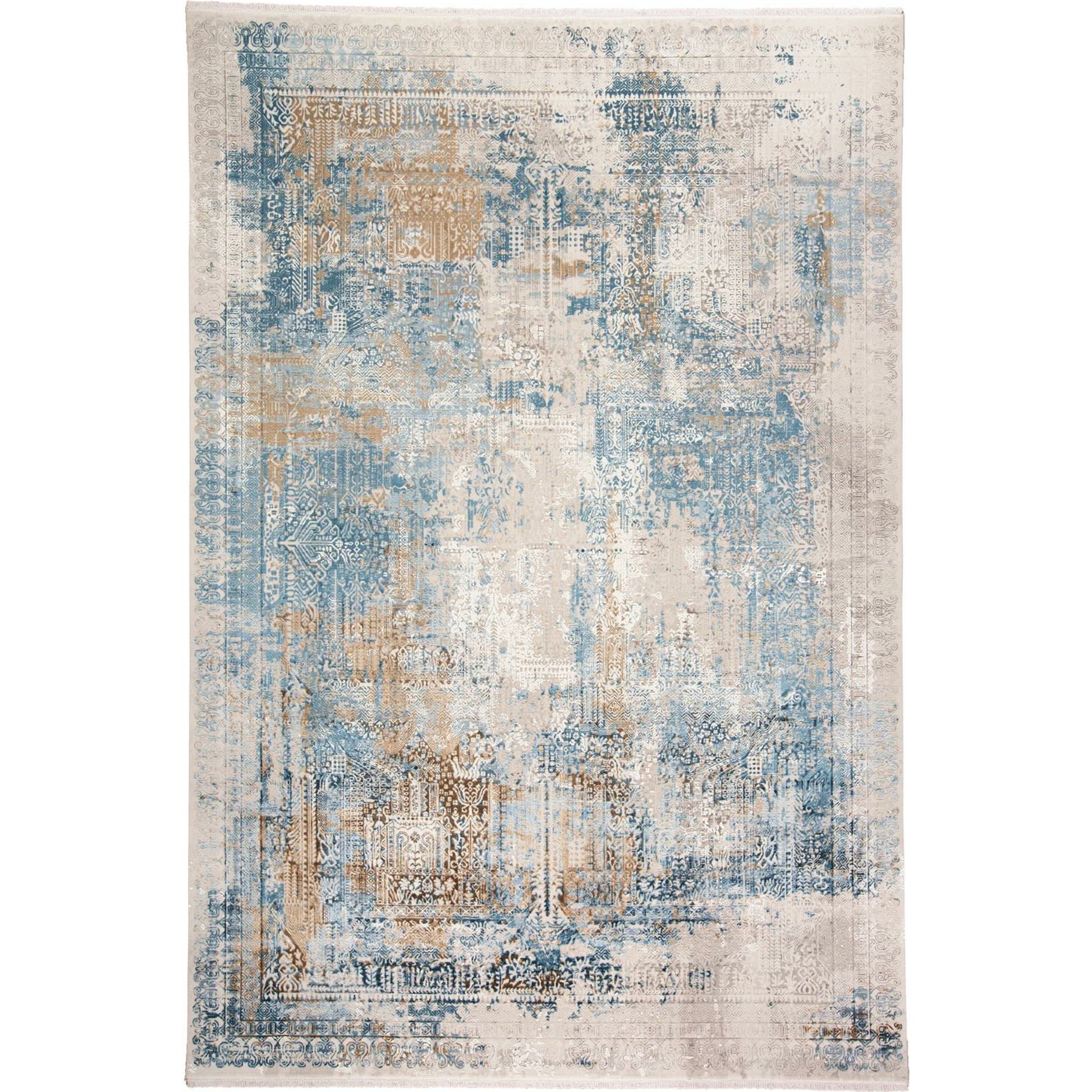 Cadiz Rug - 3890F by Feizy in blue, gray, gold. Made from viscose, acrylic in a unique style.