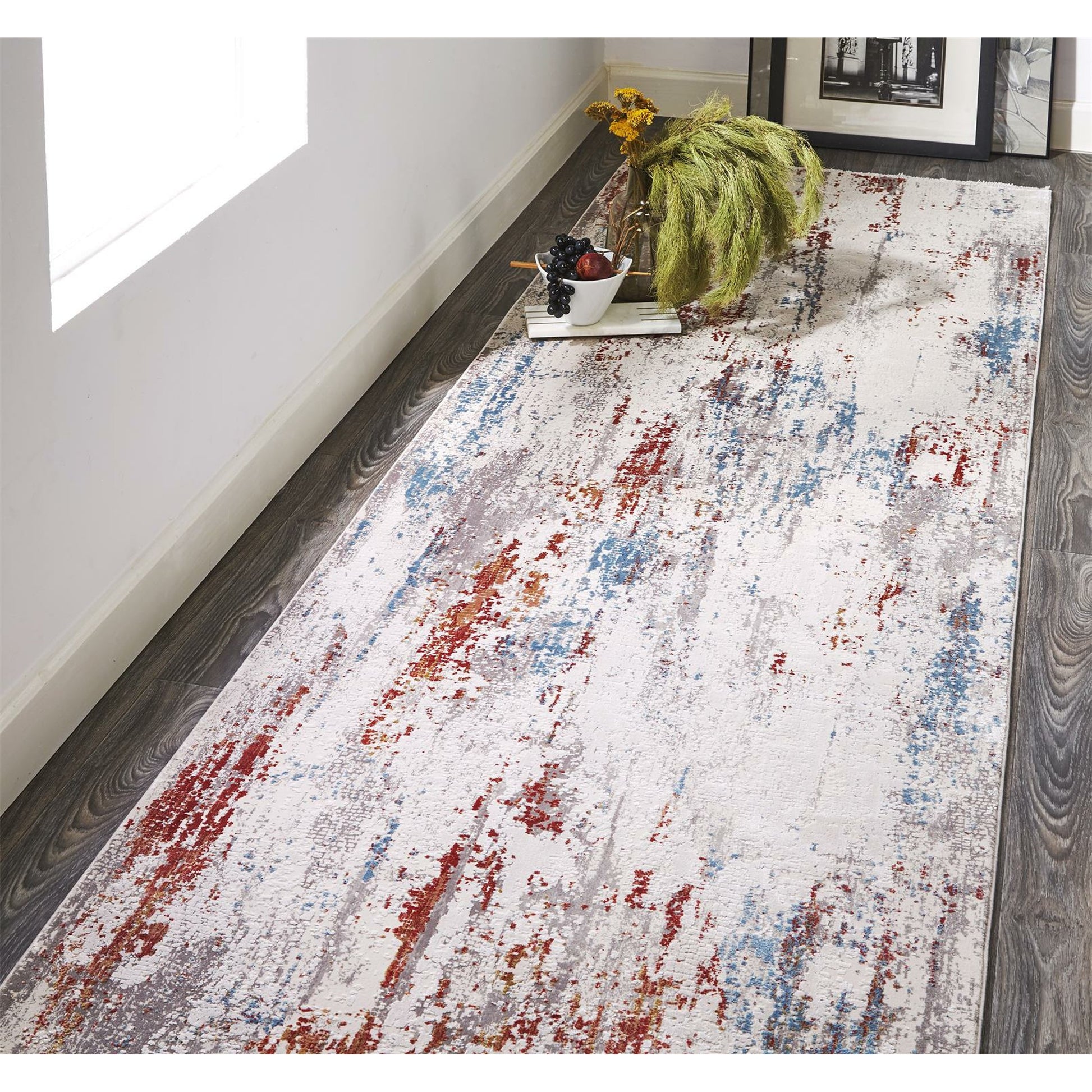 Cadiz Rug - 3903F by Feizy in gray, red, blue. Made from viscose, acrylic in a unique style.