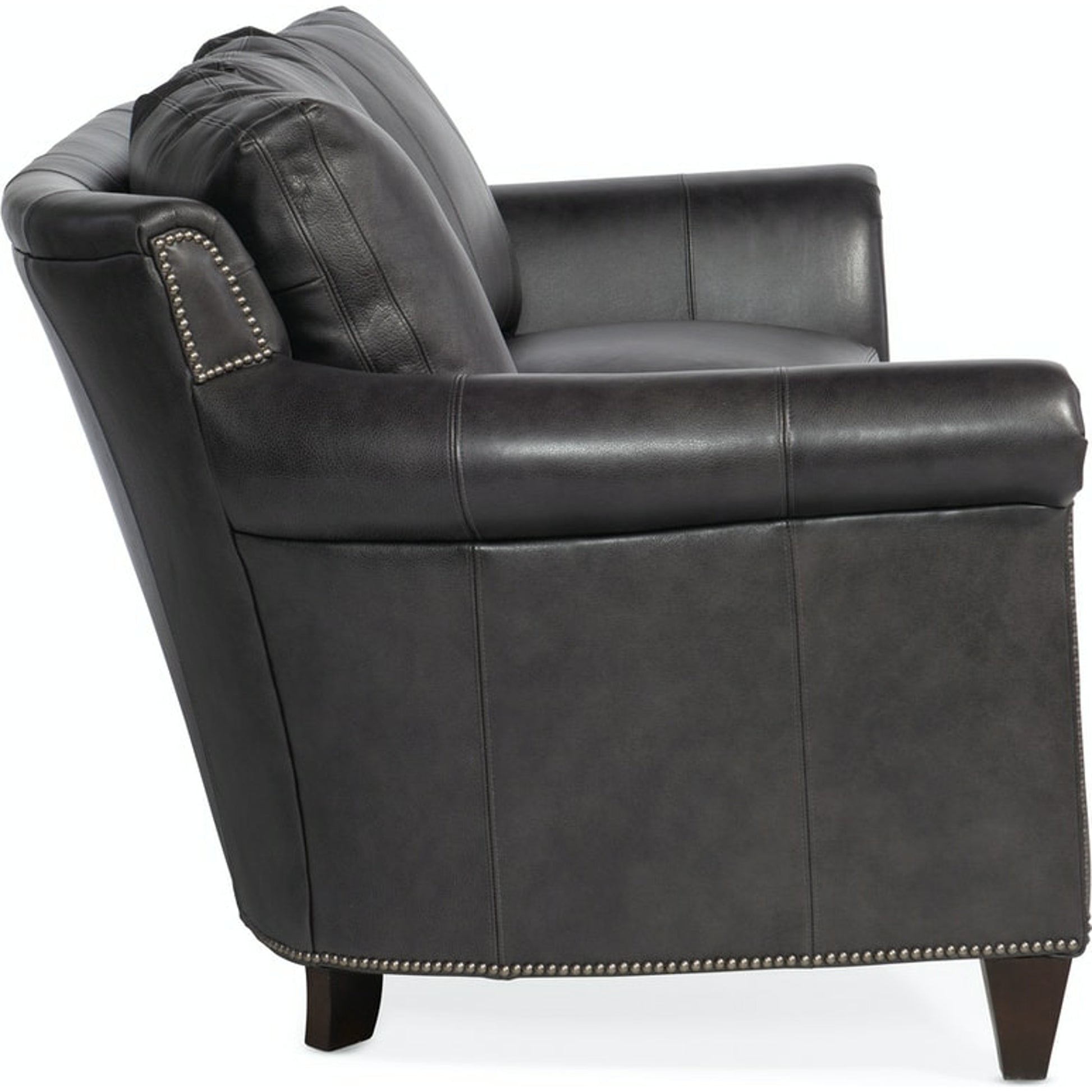 Richardson Stationary Sofa by Bradington-Young by Hooker Furniture. Made from 100% leather in a unique style.