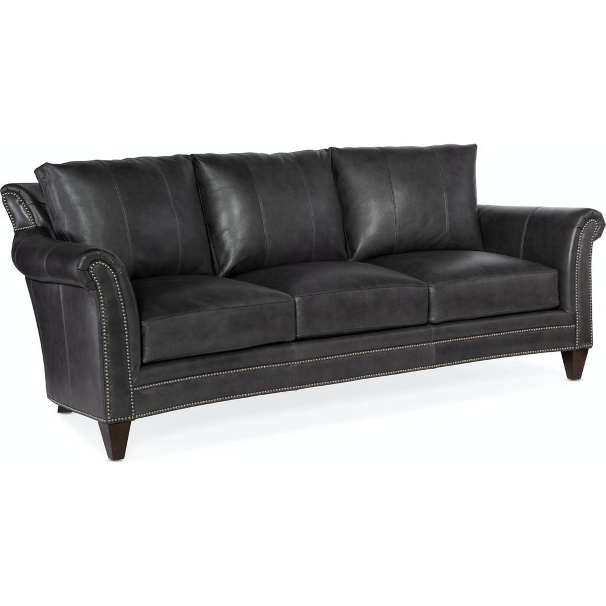 Richardson Stationary Sofa by Bradington-Young by Hooker Furniture. Made from 100% leather in a unique style.