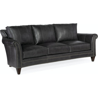 Richardson Stationary Sofa by Bradington-Young by Hooker Furniture. Made from 100% leather in a unique style.