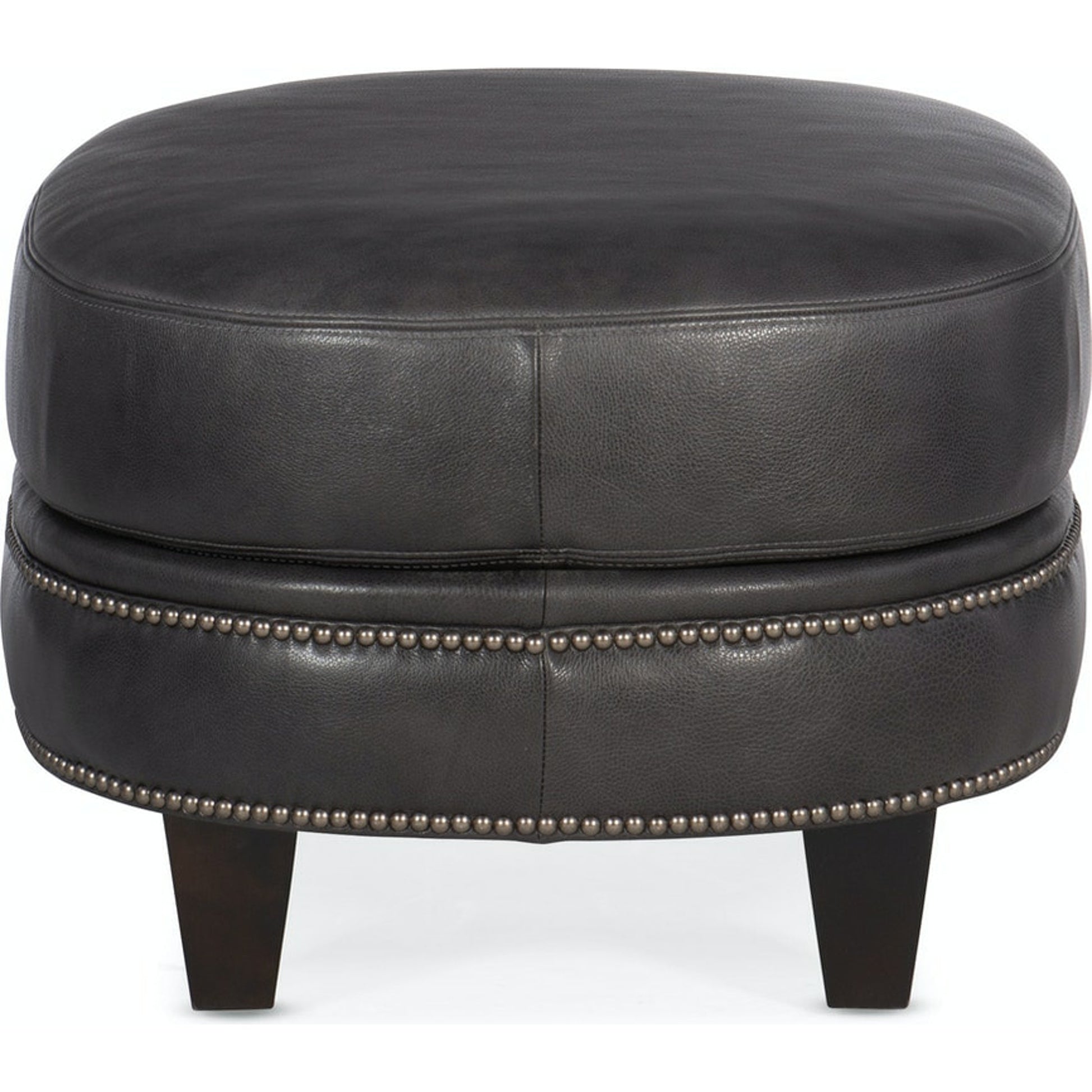 Richardson Ottoman by Bradington-Young by Hooker Furniture in charcoal and plantation, gunmetal. Made from 100% leather in a unique style.