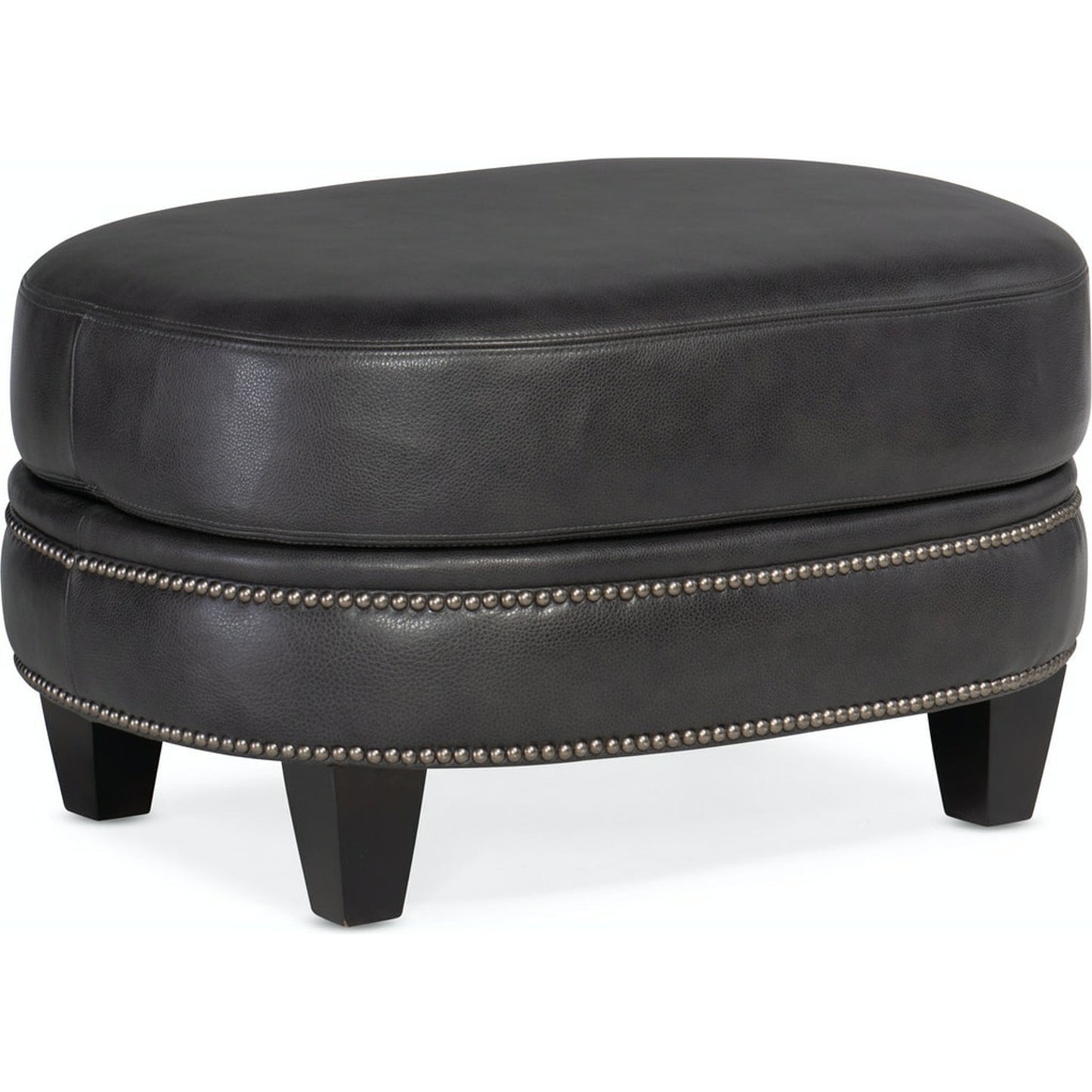 004 SI-1873191 | Additional Silo | Richardson Ottoman by Bradington-Young by Hooker Furniture in charcoal and plantation, gunmetal. Made from 100% leather in a traditional style.