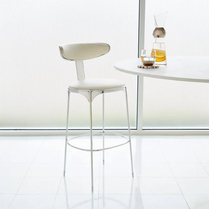 Panoplia Bar Stool by Global Views in ash, ivory and polished stainless steel. Made from unique in a modern style.