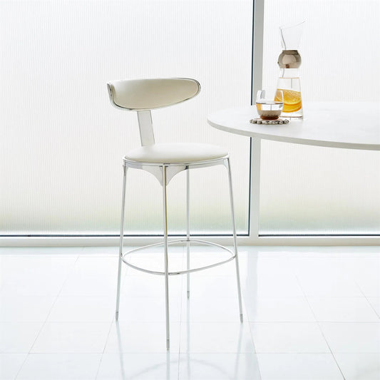 Panoplia Bar Stool by Global Views in ash, ivory and polished stainless steel. Made from unique in a modern style.
