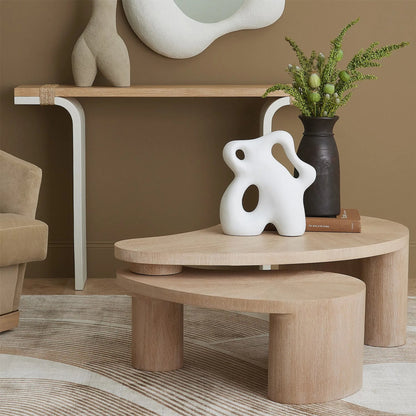Debby Console by Global Views in white and oak. Made from unique in a transitional style.