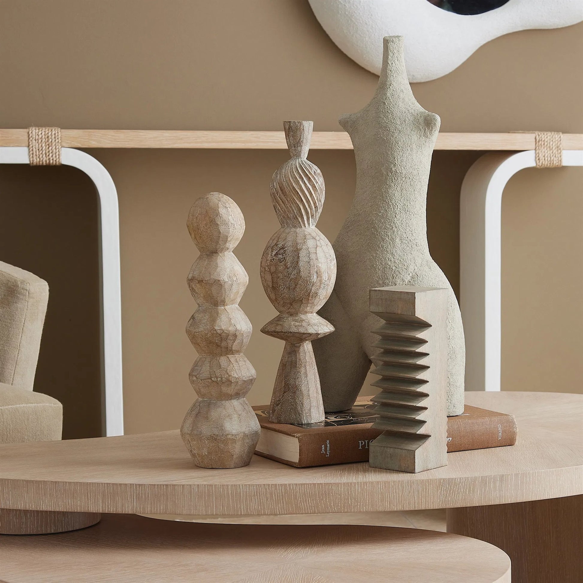 Goddess Sculpture by Global Views in red and concrete. Made from unique in a modern style.