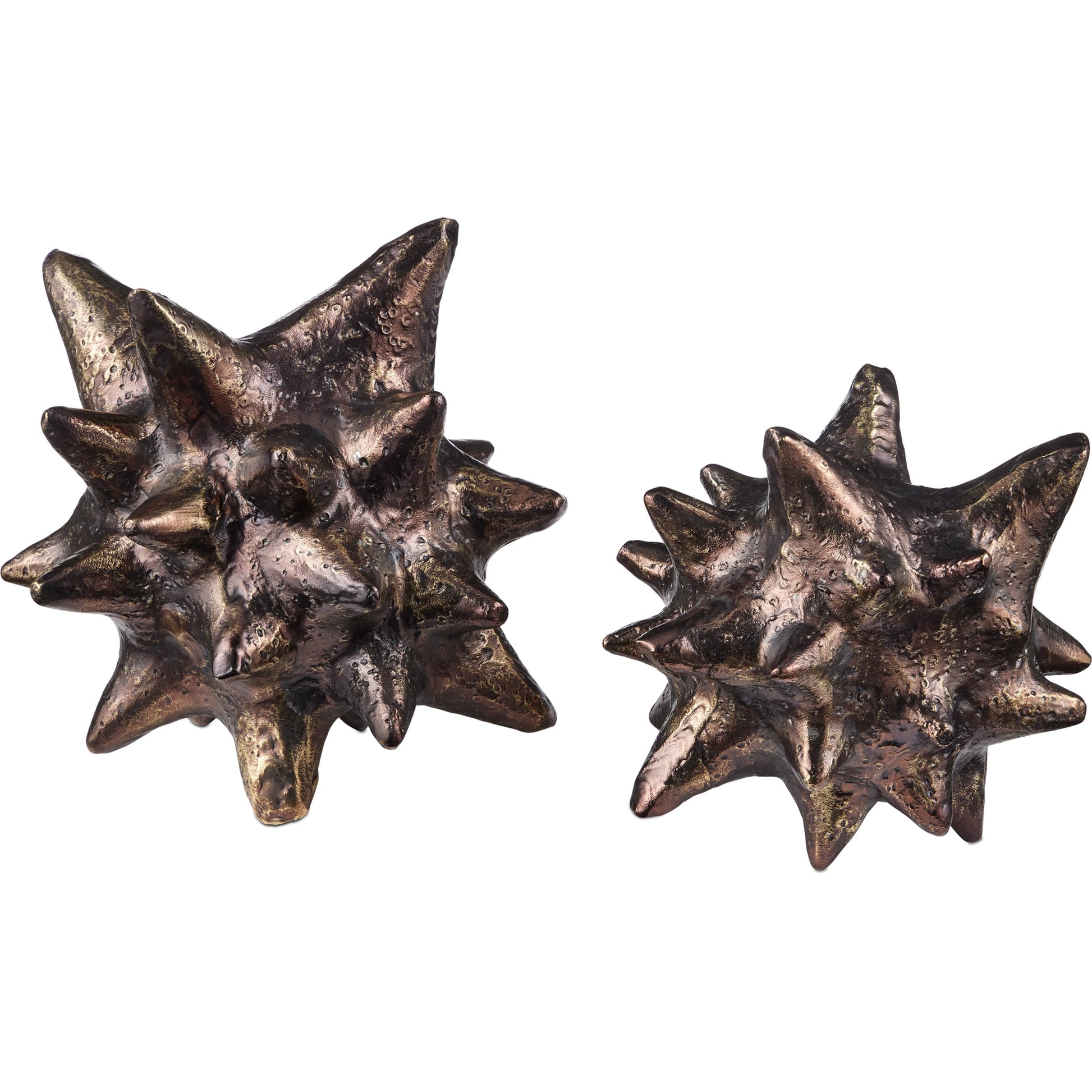 Jacks Object Set by Currey and Company in antique brass. Made from scorched bronze in a modern style.