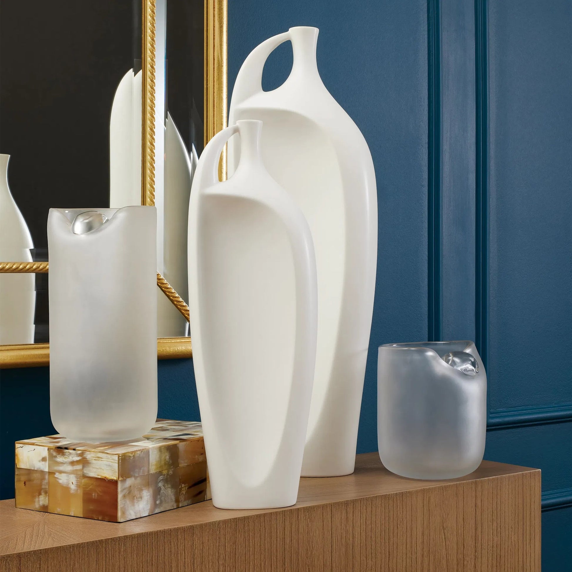 Indentation Vase by Global Views in matte white. Made from ceramic in a modern style.