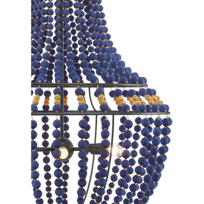 Penelope Chandelier by Currey and Company in beige, antique brass. Made from iron, fabric, brass in a coastal style.