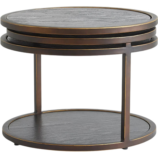Eclipse Cocktail Table by Global Views in dusk. Made from iron, marine black leathered marble in a unique style.