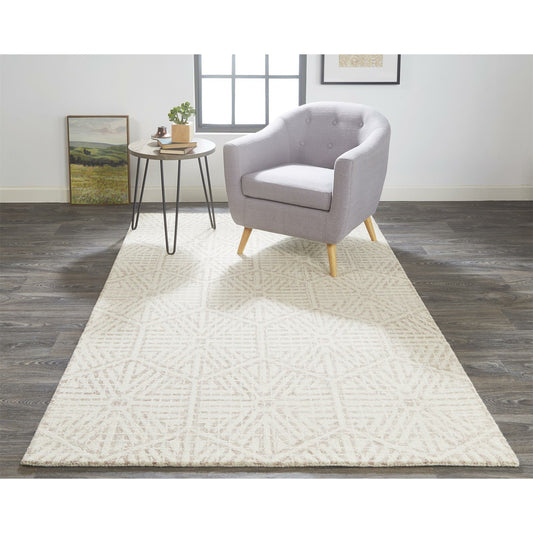 Rhett Transitional Geometric Rug - I8067 by Feizy in ivory, taupe. Made from wool in a unique style.