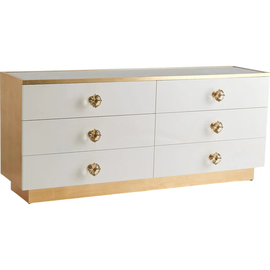 London Credenza by Global Views in gold and white lacquer. Made from unique in a modern style.