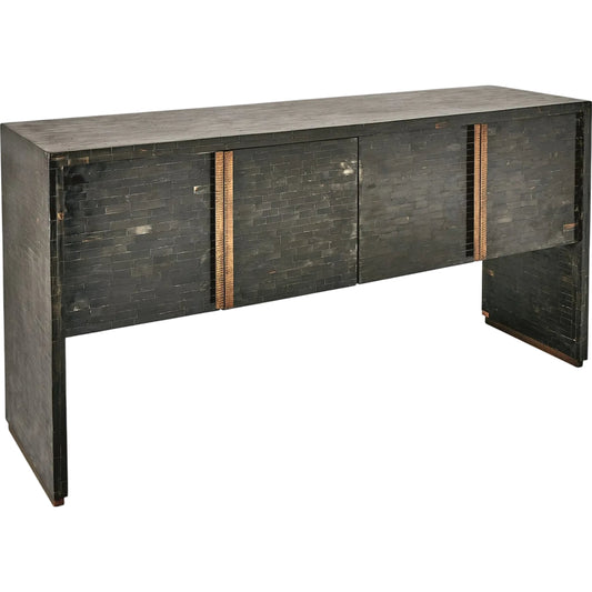 Horn Inlay Console by Global Views in black and antique brass. Made from unique in a unique style.