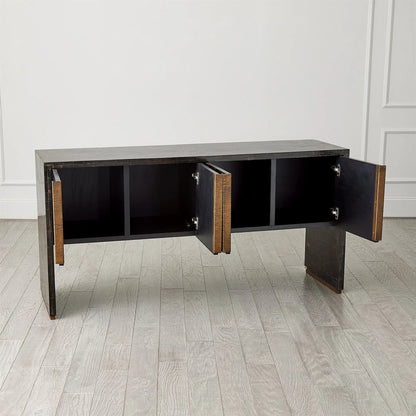Horn Inlay Console by Global Views in black and antique brass. Made from unique in a modern style.