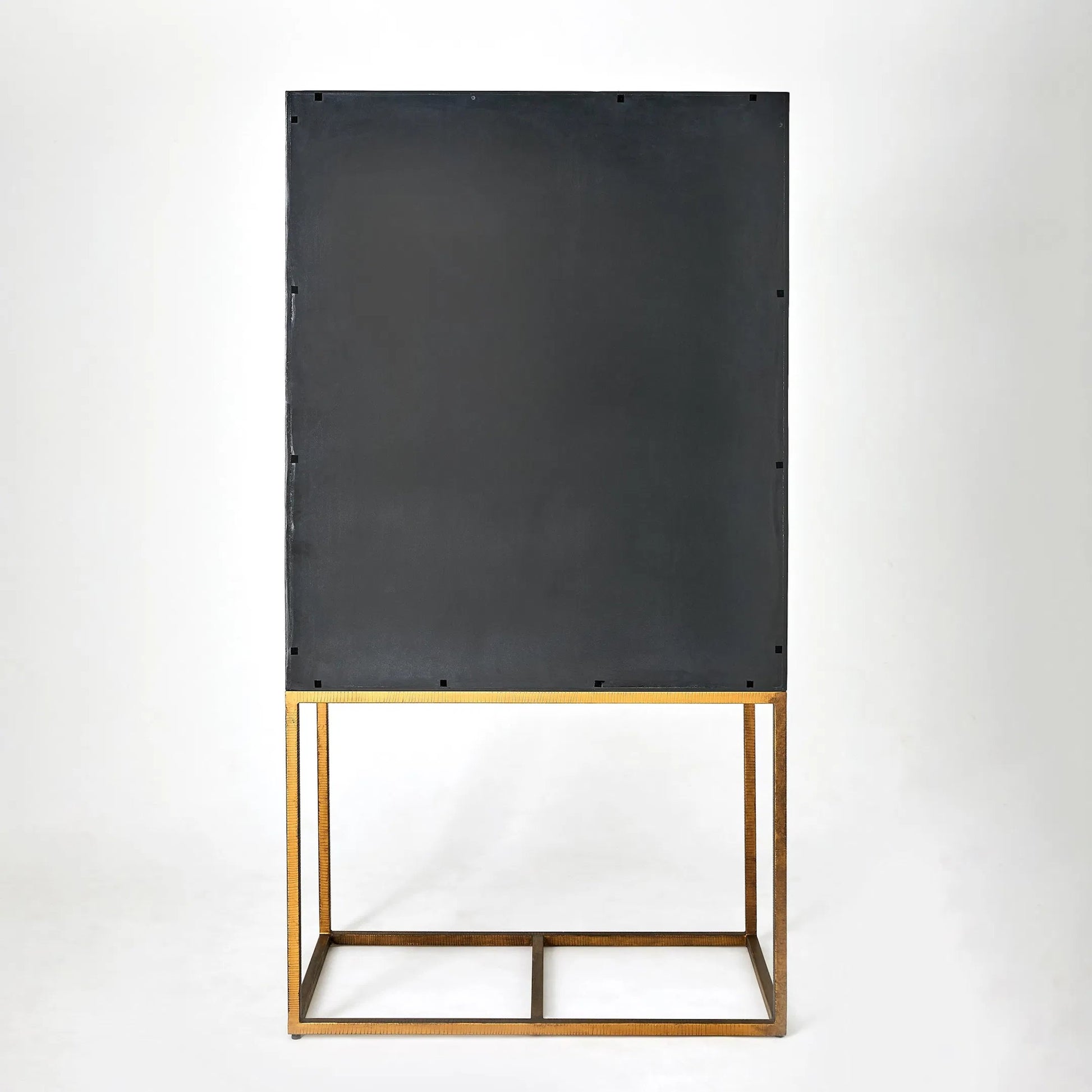 Horn Inlay Bar Cabinet by Global Views in black, antique brass. Made from mdf, buffalo horn cladded, iron, 10mm thick tempered glass, marble in a modern style.
