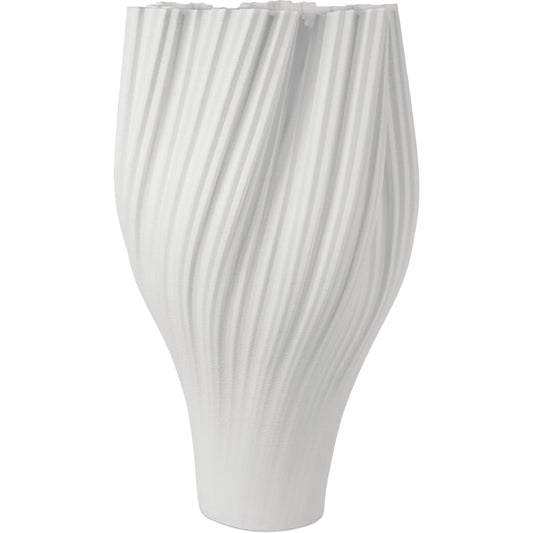 Whorl Vase by Currey and Company in white. Made from porcelain in a modern style.
