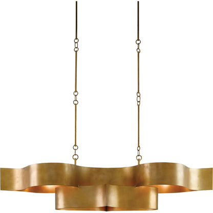 Grand Lotus Oval Chandelier by Currey and Company. Made from wrought iron in a modern style.