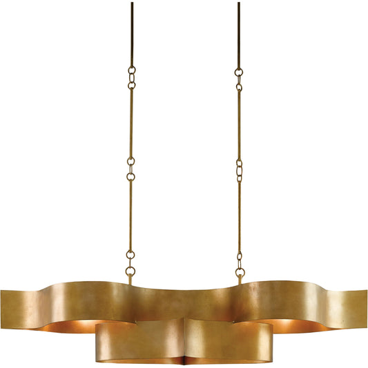 Grand Lotus Oval Chandelier by Currey and Company. Made from wrought iron in a modern style.