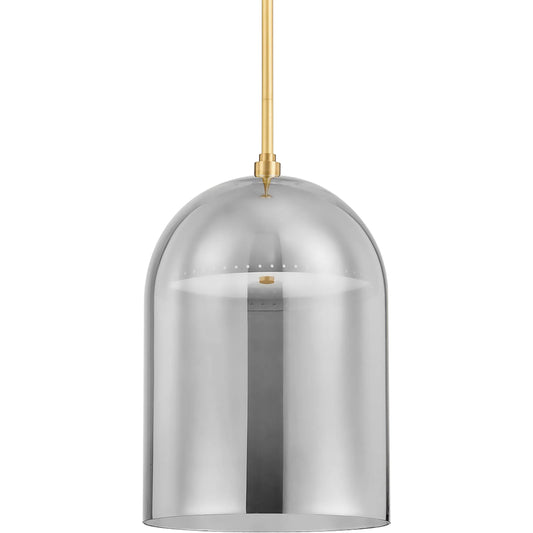 Dorval 1 Light Pendant by Hudson Valley in aged brass. Made from steel in a modern style.