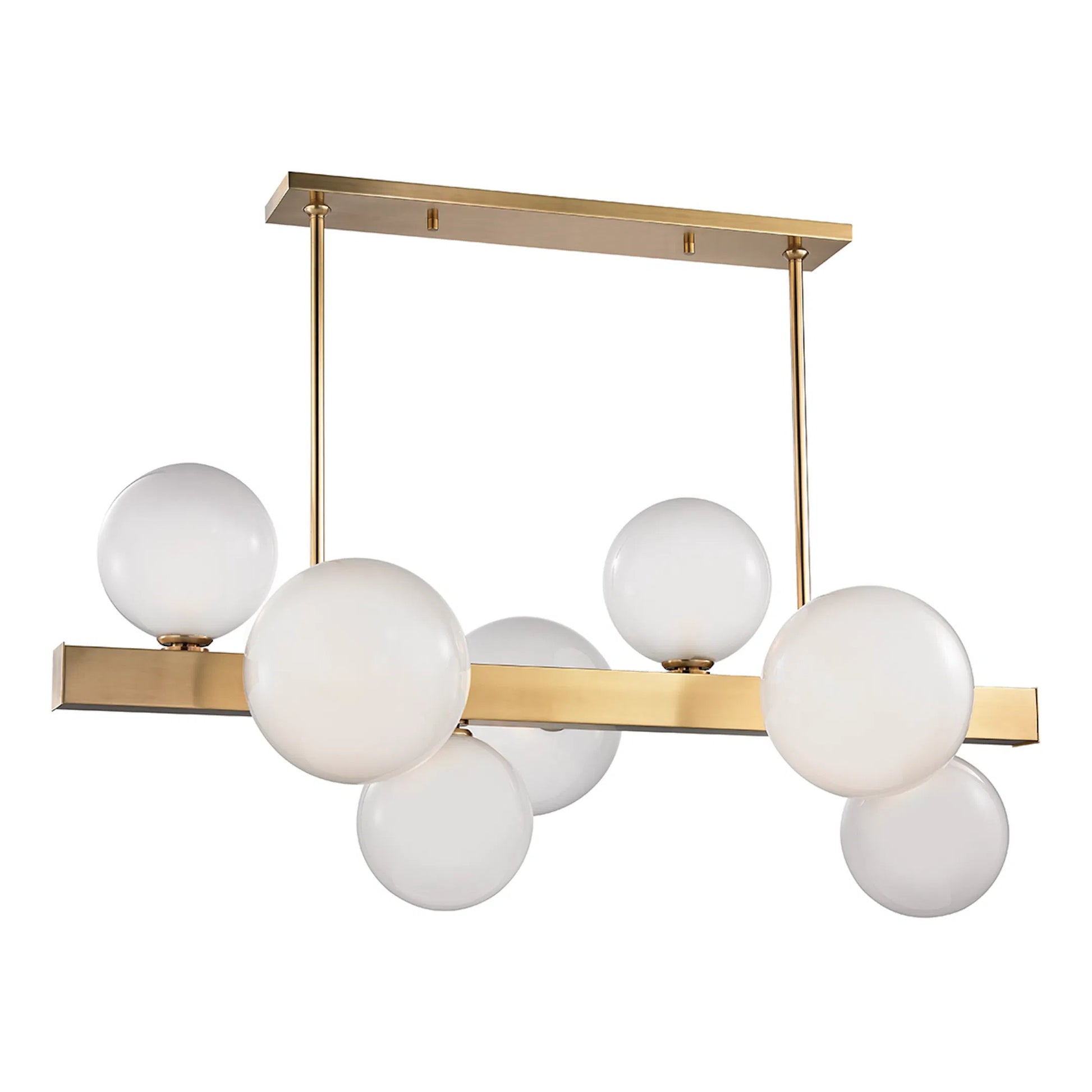 Hinsdale 7 Light Island by Hudson Valley. Made from brass in a modern style.