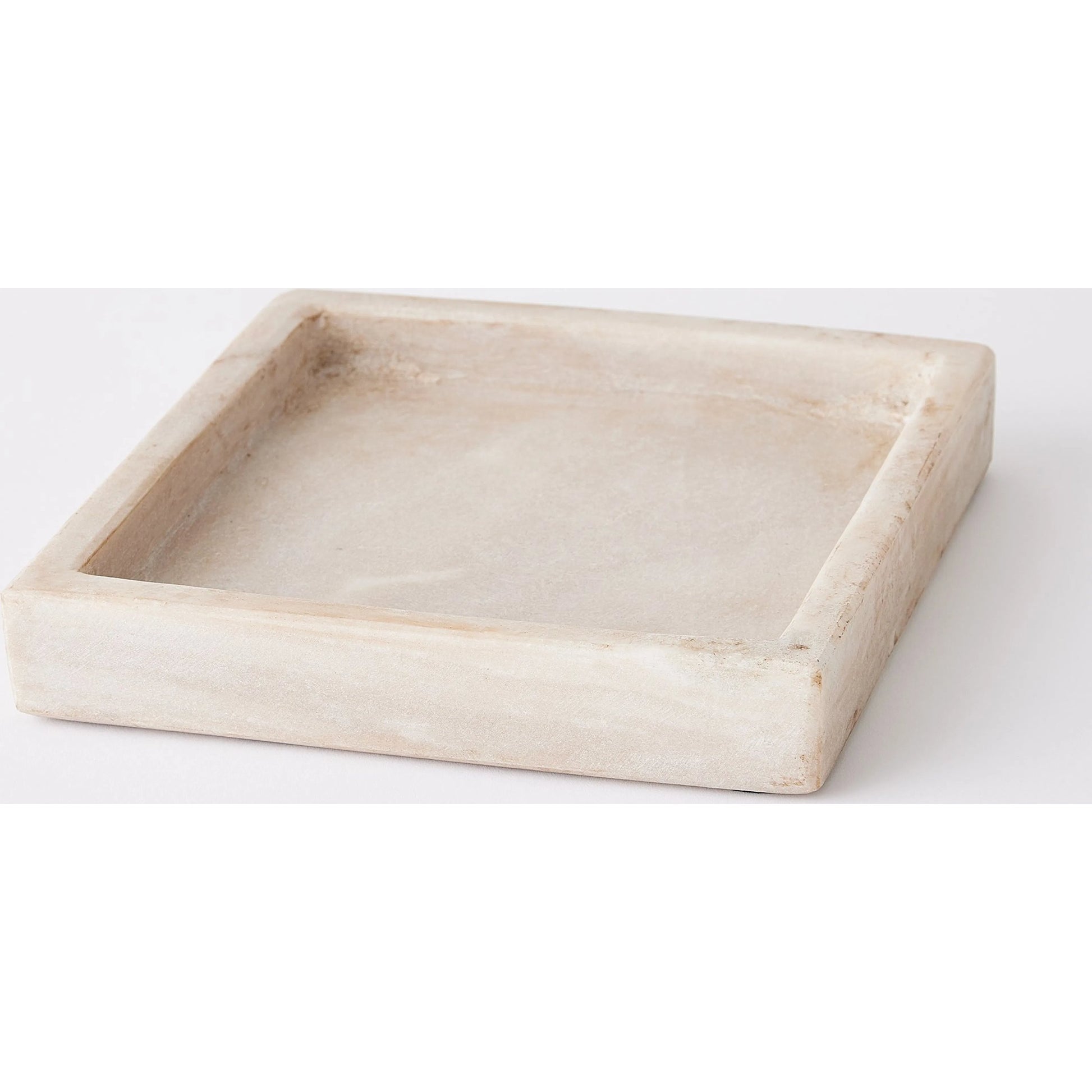 Marble Tray by Global Views in antiqued white. Made from lime stone stained marble in a eclectic & global style.