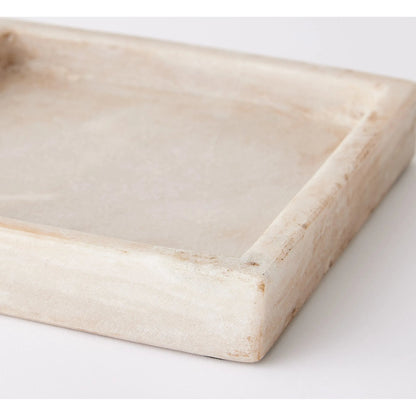Marble Tray by Global Views in antiqued white. Made from lime stone stained marble in a eclectic & global style.