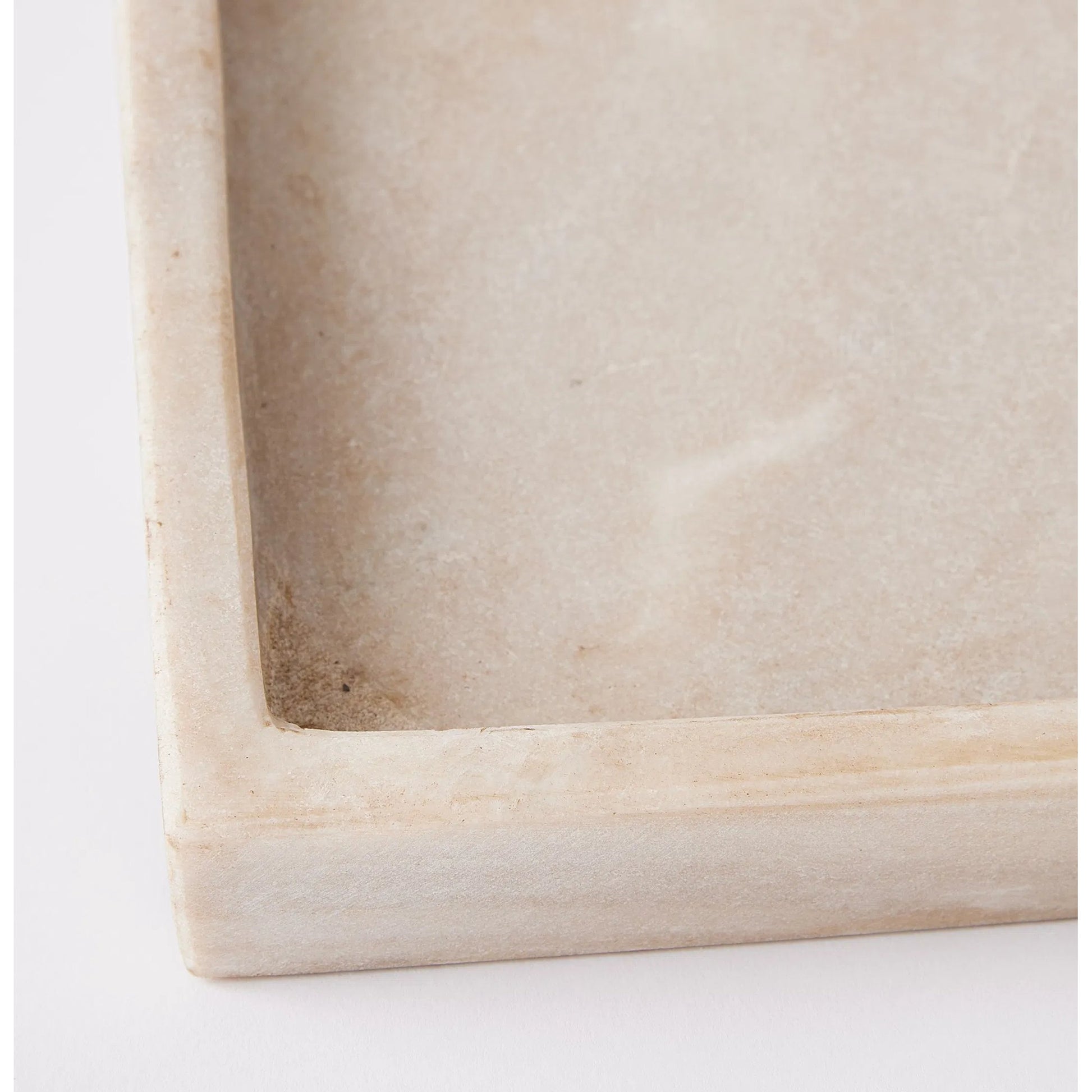 Marble Tray by Global Views in antiqued white. Made from lime stone stained marble in a eclectic & global style.