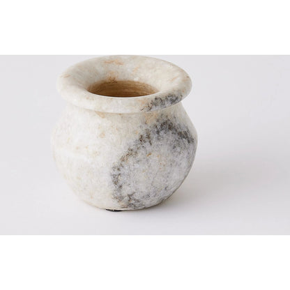 Marble Vase by Global Views in antiqued white. Made from lime stone stained marble in a eclectic & global style.